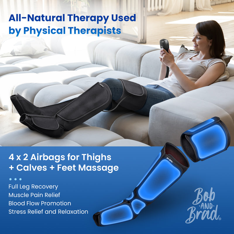 Bob and Brad® Leg Massager with Heat and Compression, Foot Calf Thigh Leg Compression Massager for Circulation Pain Relief with LCD Handheld Controller, 4 Modes 4 Intensities Home Use - Flige
