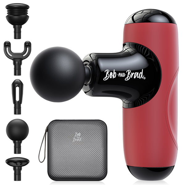 Bob & Brad Q2 Red Mini Massage Gun Deep Tissue Percussion Massager Portable Rechargeable Ideal Gift - Flige