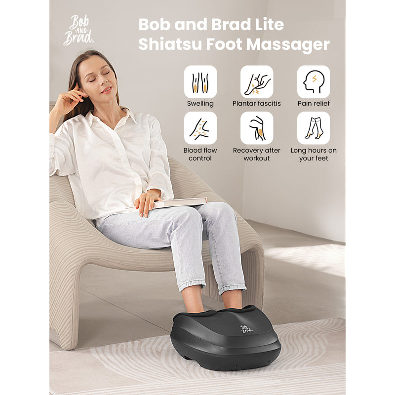Bob and Brad Lite Foot Massager Machine with Heat and Remote, Shiatsu Deep Kneading, Delivers Relief for Tired Muscles and Plantar Fasciitis, Gifts for Men and Women, Fits Feet Up to Size 12 - Flige