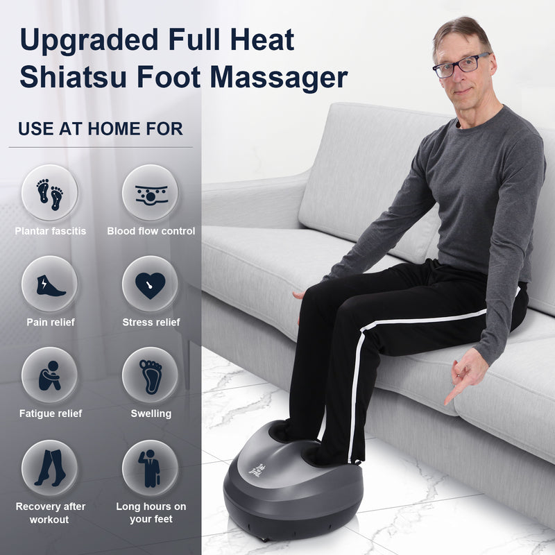 Bob and Brad Shiatsu Foot Massager with Heat and Remote, Deep Kneading Therapy with 4 Level, Improve Foot Wellness, Fits Feet up to Men Size 12- Black - Flige