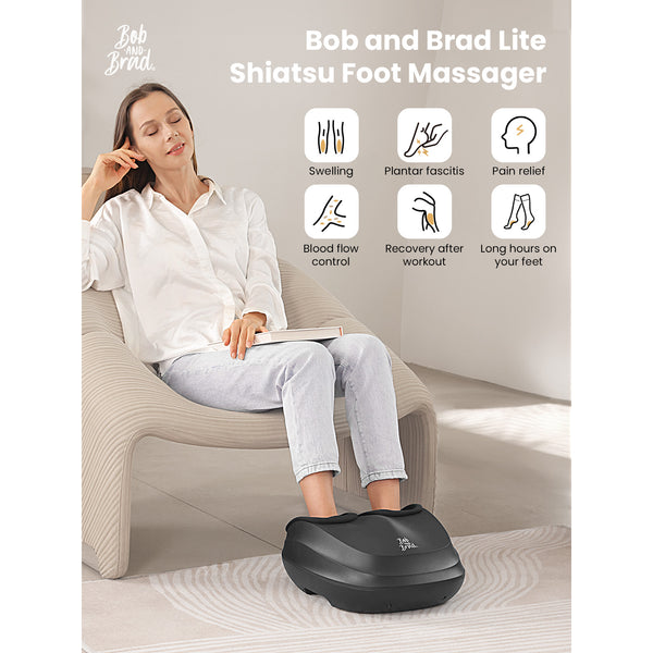 BOB AND BRAD Lite Shiatsu Foot Massager with Heat for Tired Foot Blood Circulation up to size 12, Black - Flige