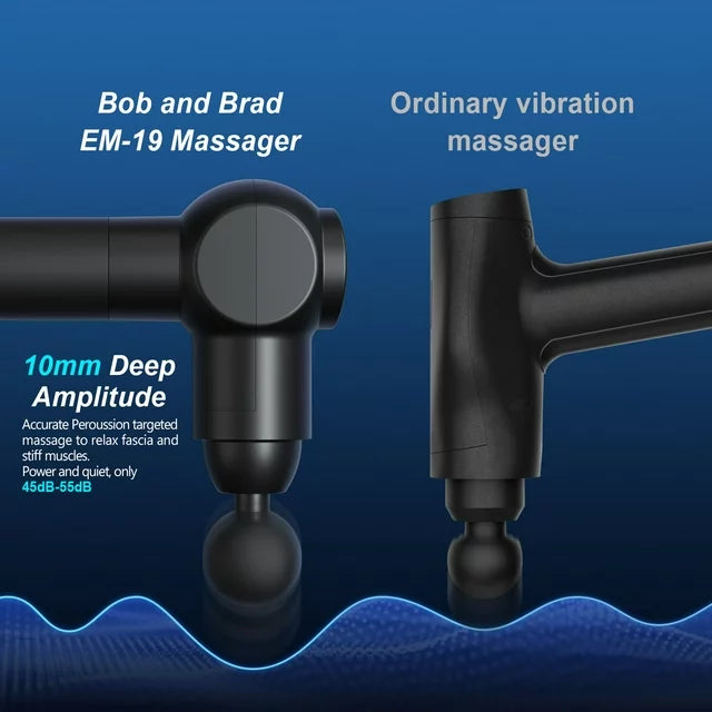 Bob and Brad EM-19 Deep Tissue Percussion Massage Gun, Handheld Massager for Home Gym Office Workout Recovery Pain Soreness Relief - Flige