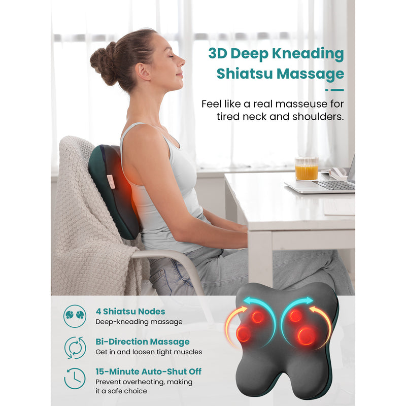 Bob and Brad EZBack Neck Back Massager Shiatsu Back Massager with Heat for Pain Relief Deep Tissue for Shoulder & Leg Pain Relief Deep Tissue, Massage Pillow for Full Body, Gifts for Men Women - Flige