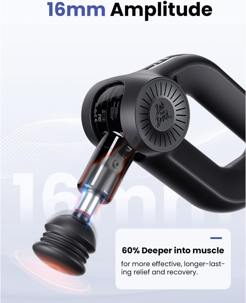 BOB AND BRAD D6 Pro Massage Gun Deep Tissue Percussion with 16mm Amplitude, Professional Electric Handheld Muscle Massager for Athletes Pain Relief (Brand New) - Flige