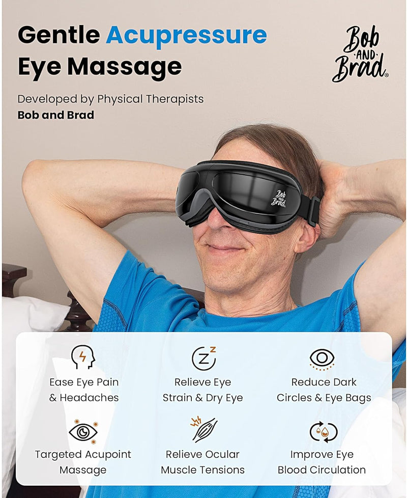 BOB AND BRAD Eye Massager with Heated Compression & Bluetooth Music for Eyes Relax Rejuvenate(Black) - Flige