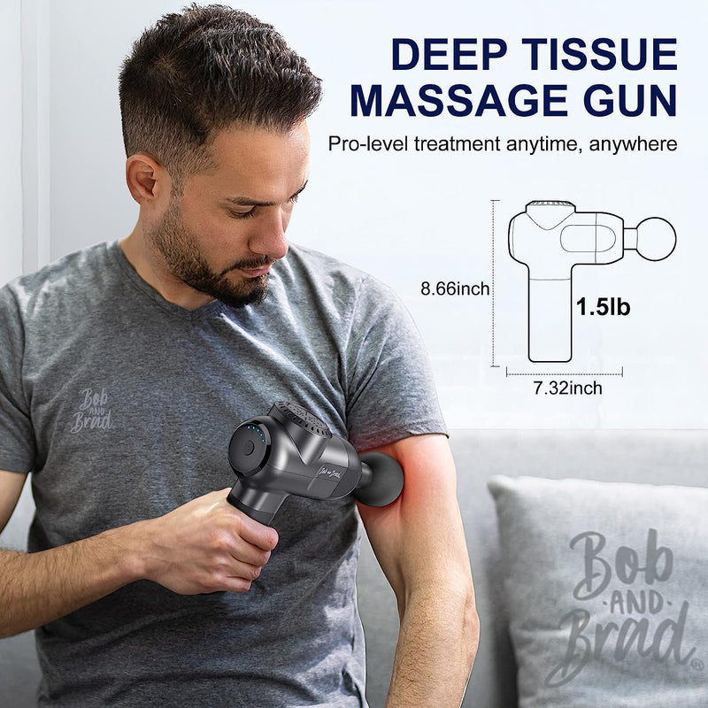 BOB AND BRAD C2 Massage Gun Deep Tissue Percussion Muscle Massager with 5 Speeds and 5 Heads, Electric Back Massagers for Professional Athletes Home Gym Workout Recovery Pain Relief(Brand New) - Flige