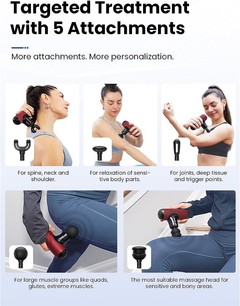 BOB AND BRAD Q2 Mini Massage Gun Deep Tissue, Portable Percussion Muscle Massager Gun (Red) - Flige