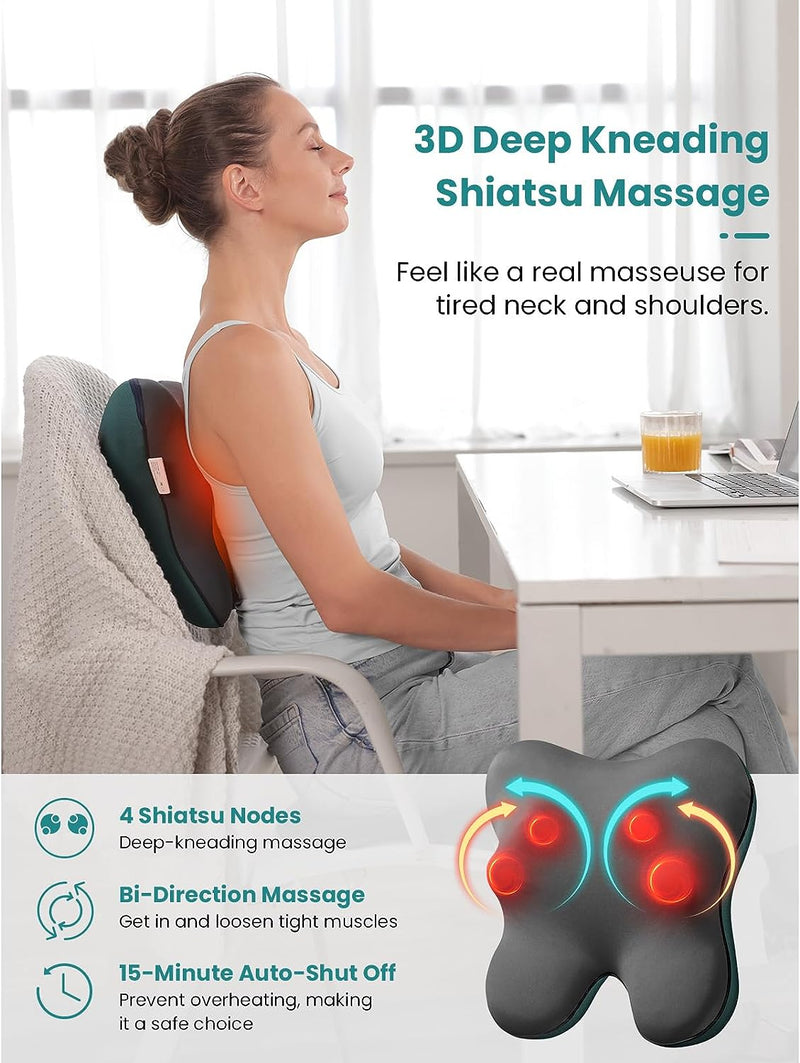 Shiatsu Back and Neck Massager with Heat 3D Deep Kneading Massage