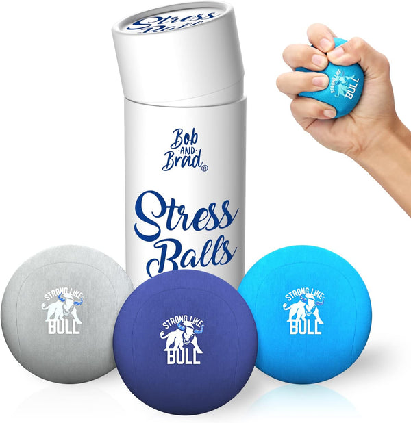 Bob and Brad Hand Exercise Balls, Stress Balls, Grip Strength Trainer for Arthritis, Tri-Density Squeeze Balls for Hand Therapy, Hand Grip Strengthener (3 Pack, Soft Medium Hard) - Flige