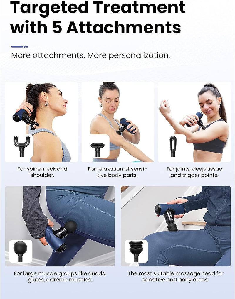 BOB AND BRAD Q2 Mini Massage Gun Deep Percussion Muscle Massager Gun (Blue) - Flige
