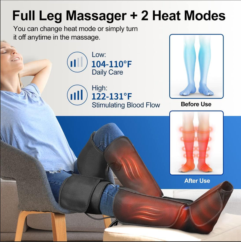BOB AND BRAD Leg Massager with Heat and Compression, 4 Modes 4 Intensities, Gifts for Mom Dad Women Men - Flige