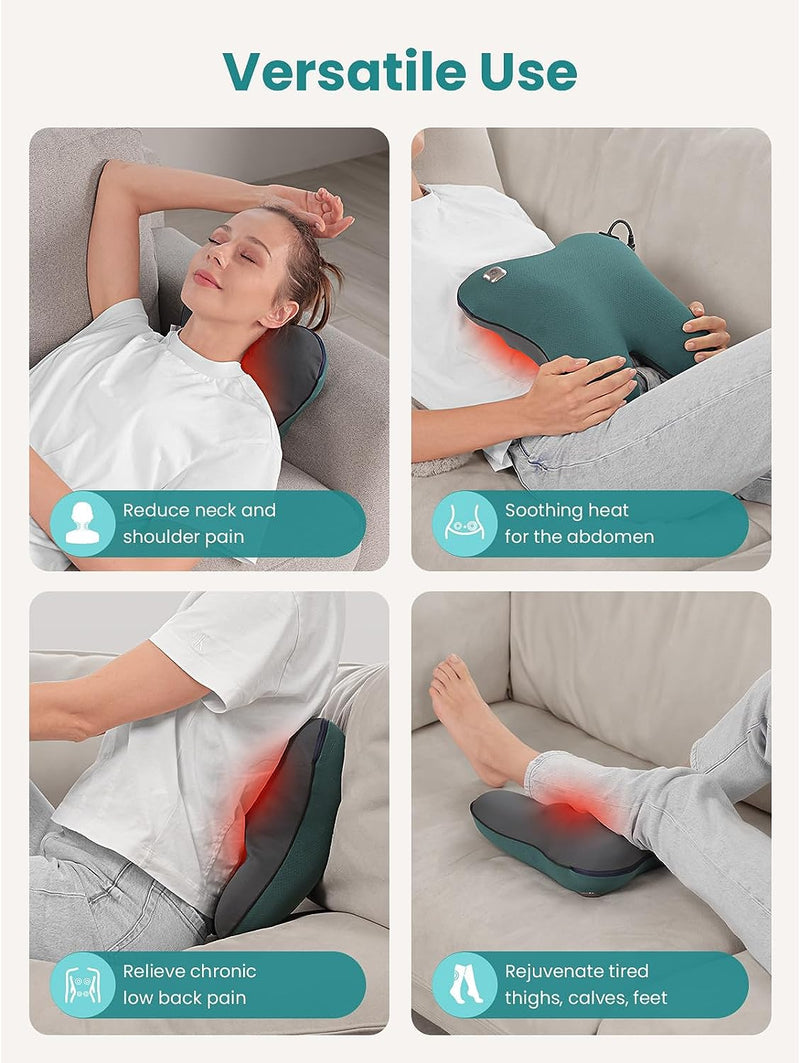 BOB AND BRAD Back & Neck Massager with Heat, Massage Pillow for Pain Relief Deep Tissue - Flige