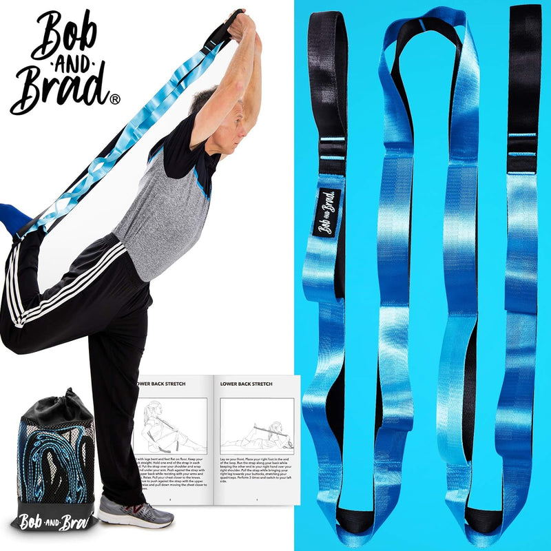 BOB AND BRAD Stretch Strap, 12 Loop Yoga Strap Stretch Restore Multi-Grip Fitness Pilates Stretching Belt - Bulue (Brand New) - Flige