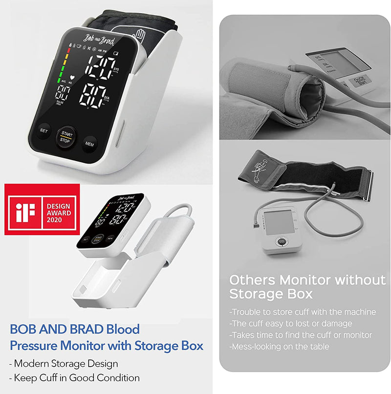 BOB AND BRAD Blood Pressure Machine, Blood Pressure Monitors Upper Arm, Automatic Digital BP Cuff for Home Use, Accurate High BP Monitor, Pulse Rate Monitoring, Large Cuff,LED Display, 240 Sets Memory - Flige