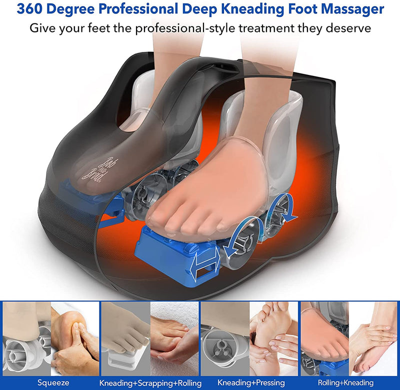 BOB AND BRAD Foot Massager Machine with Heat, Shiatsu Electric Feet Massager with Deep Kneading, Air Compression for Muscle, Plantar Fasciitis, Pain Relief, Circulation, Fits Feet up to Men Size 12 - Flige