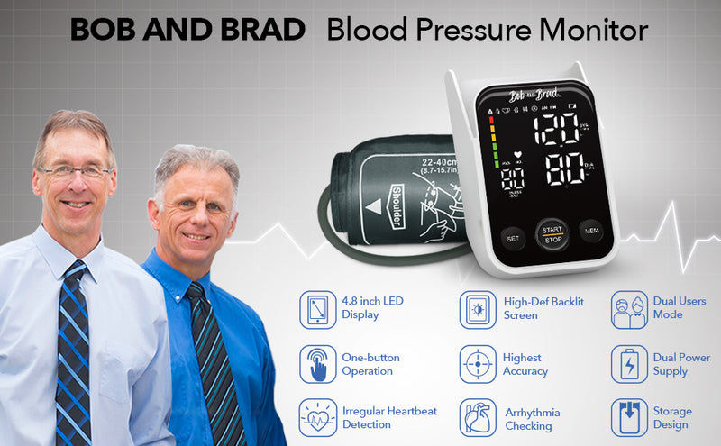 BOB AND BRAD Blood Pressure Machine, Blood Pressure Monitors Upper Arm, Automatic Digital BP Cuff for Home Use, Accurate High BP Monitor, Pulse Rate Monitoring, Large Cuff,LED Display, 240 Sets Memory - Flige