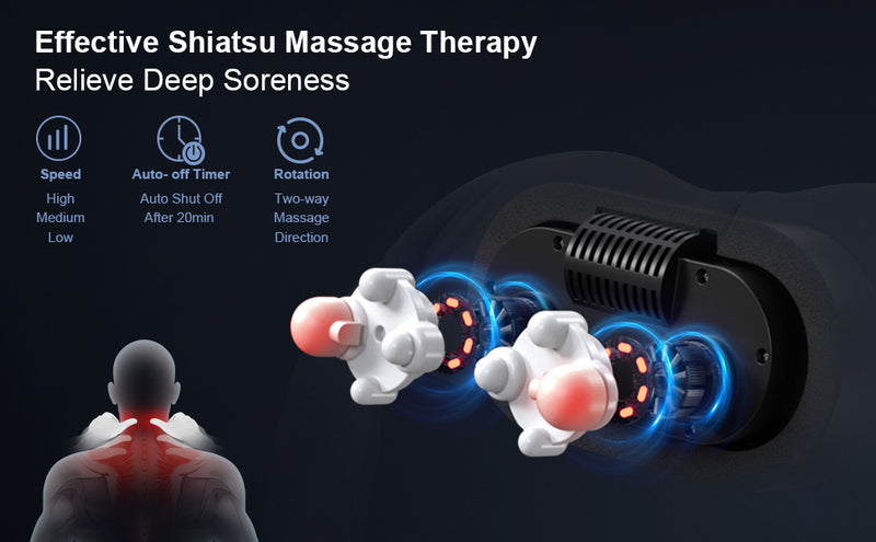 Shiatsu Neck and Back Shoulder Massager with Heat - Deep Tissue 3D